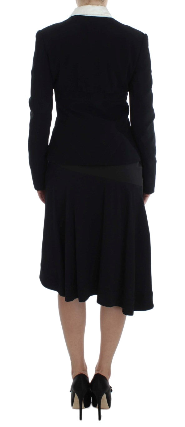 Black Blue Two Piece Suit Skirt & Blazer Exte