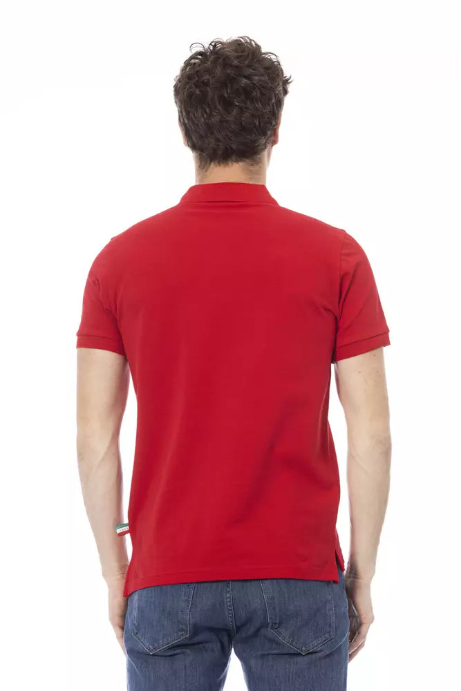 Red Cotton Men Polo Shirt Baldinini Trend