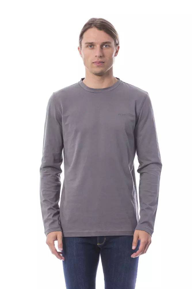 Gray Cotton Men Long Sleeve T-Shirt Verri