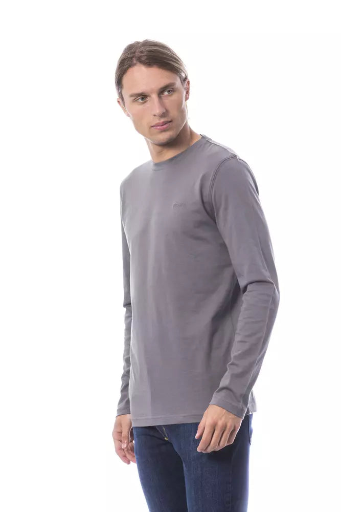 Gray Cotton Men Long Sleeve T-Shirt Verri