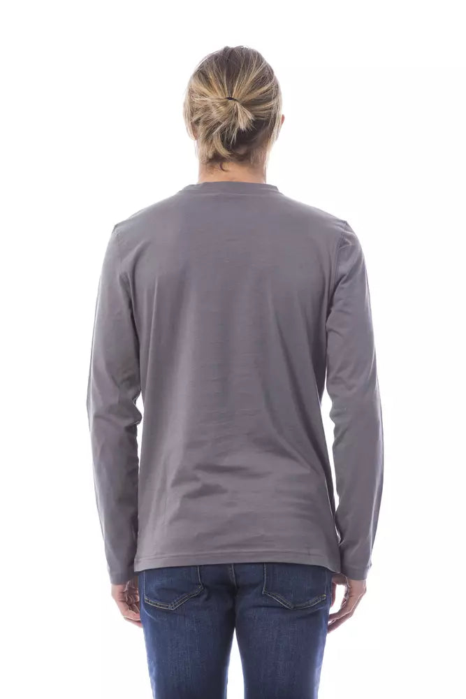 Gray Cotton Men Long Sleeve T-Shirt Verri