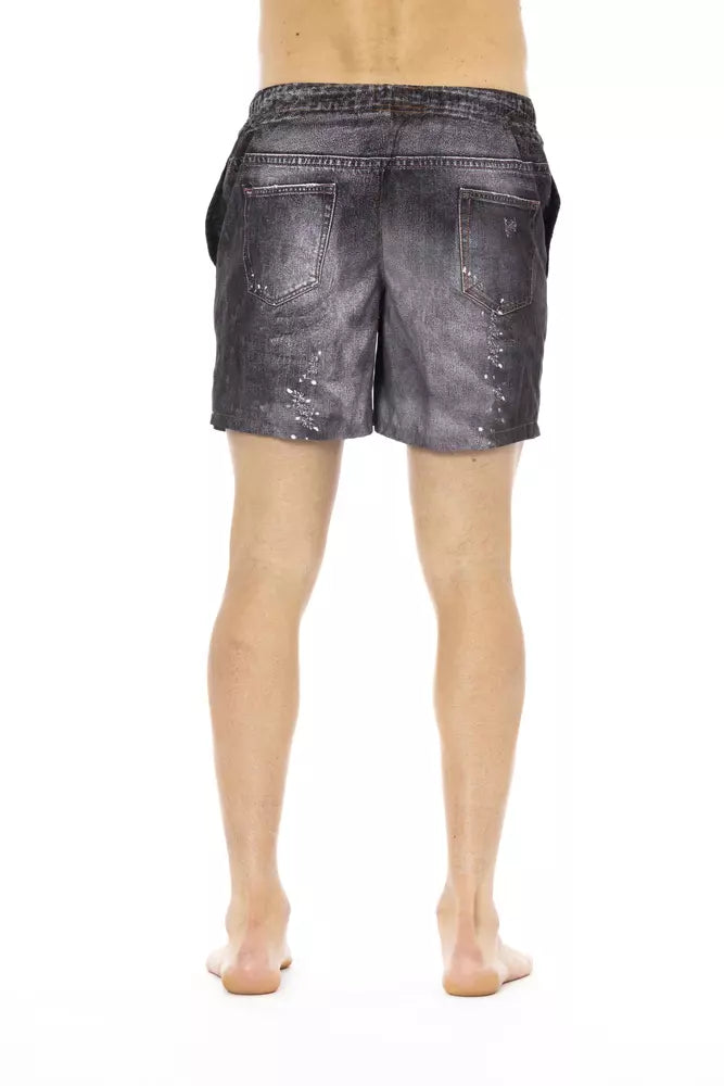 Black Polyester Men Swim Short Just Cavalli