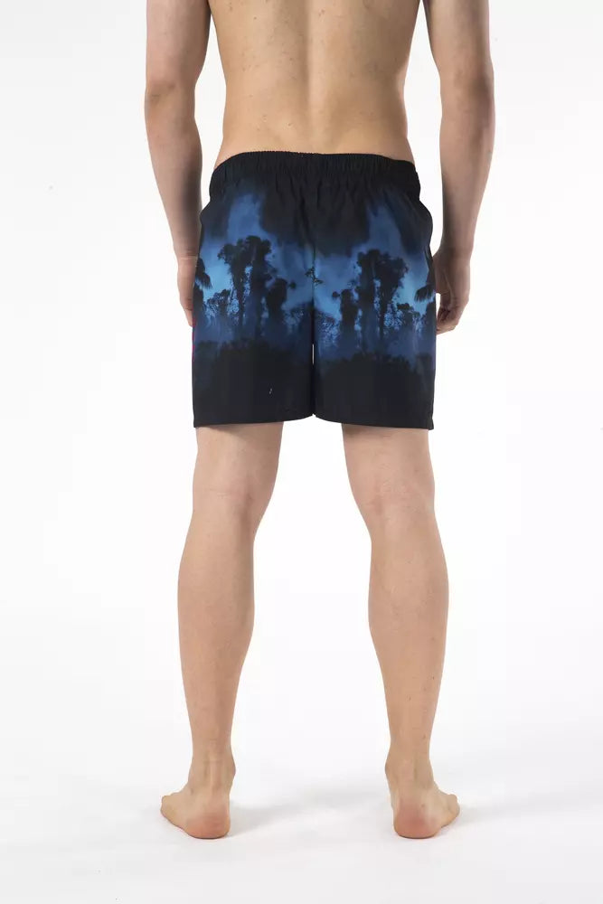 Black Polyester Men Swim Short Just Cavalli