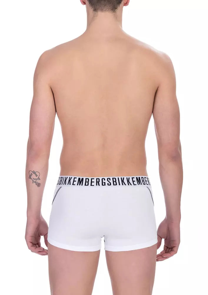 White Cotton Men Trunk Underwear Twin Pack Bikkembergs
