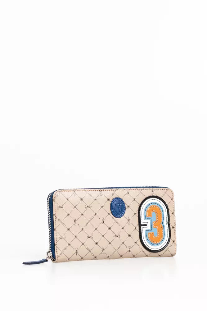 Beige Leather Men Wallet Trussardi