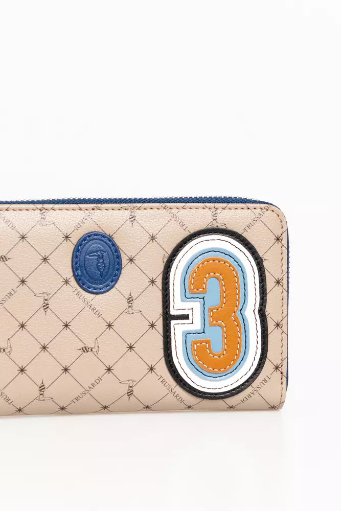Beige Leather Men Wallet Trussardi