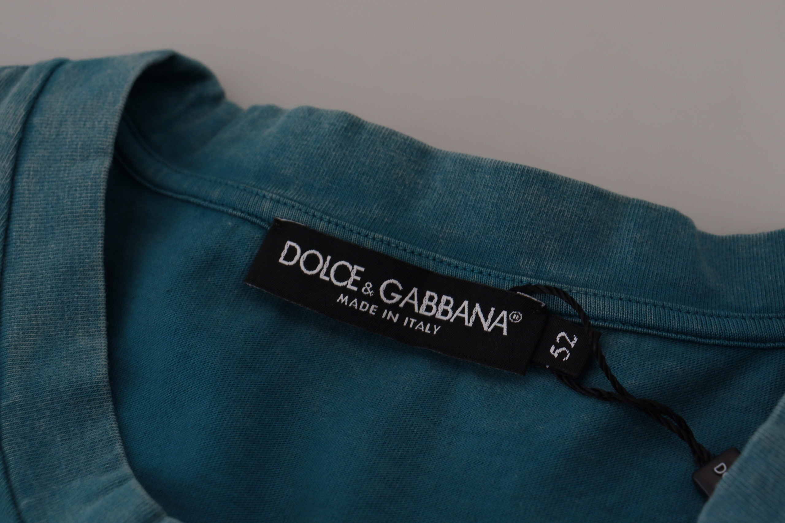 Blue Logo Print Crewneck Cotton T-shirt Dolce & Gabbana
