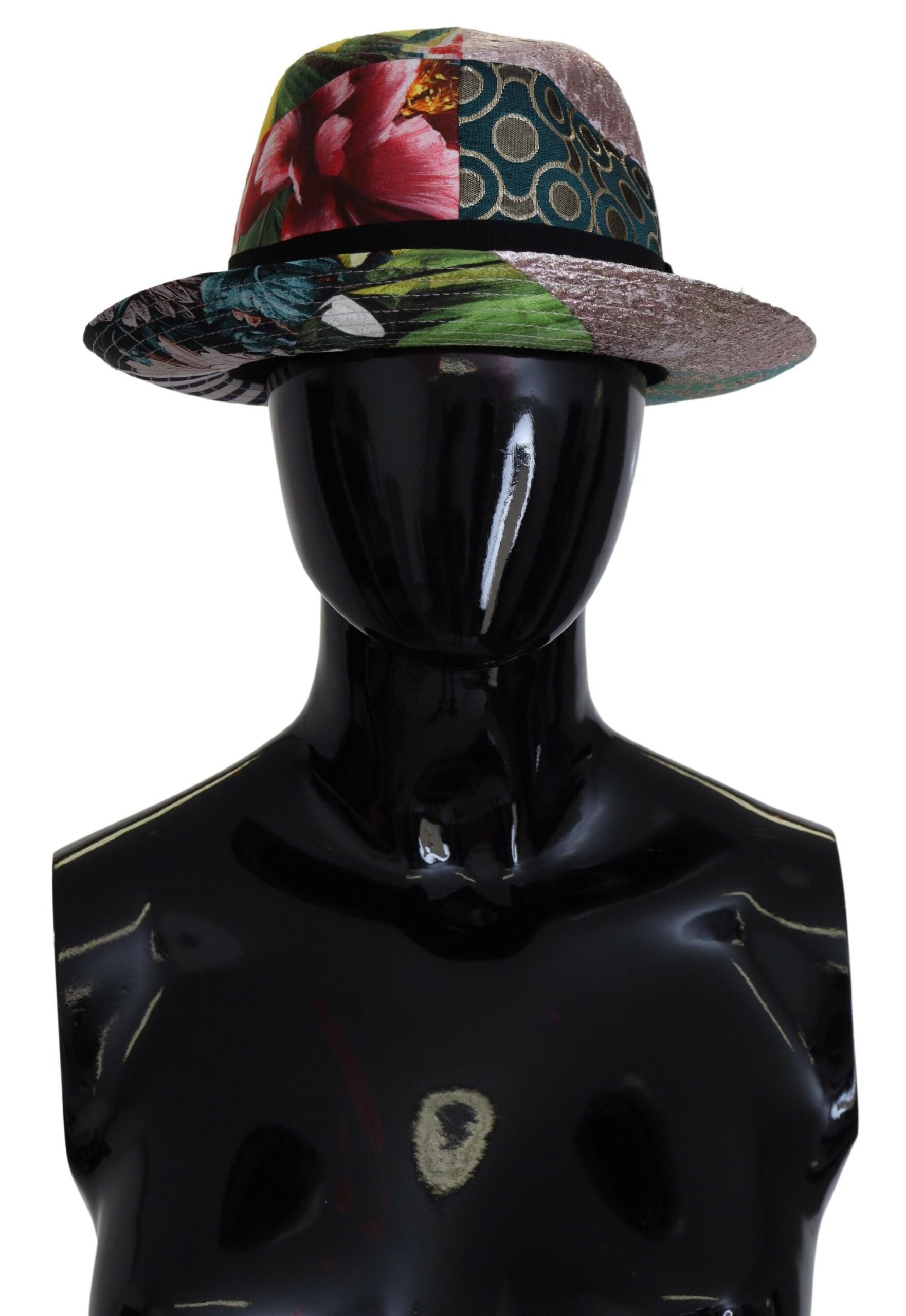 Multicolor Patchwork Women Fedora Wide Brim Hat Dolce & Gabbana