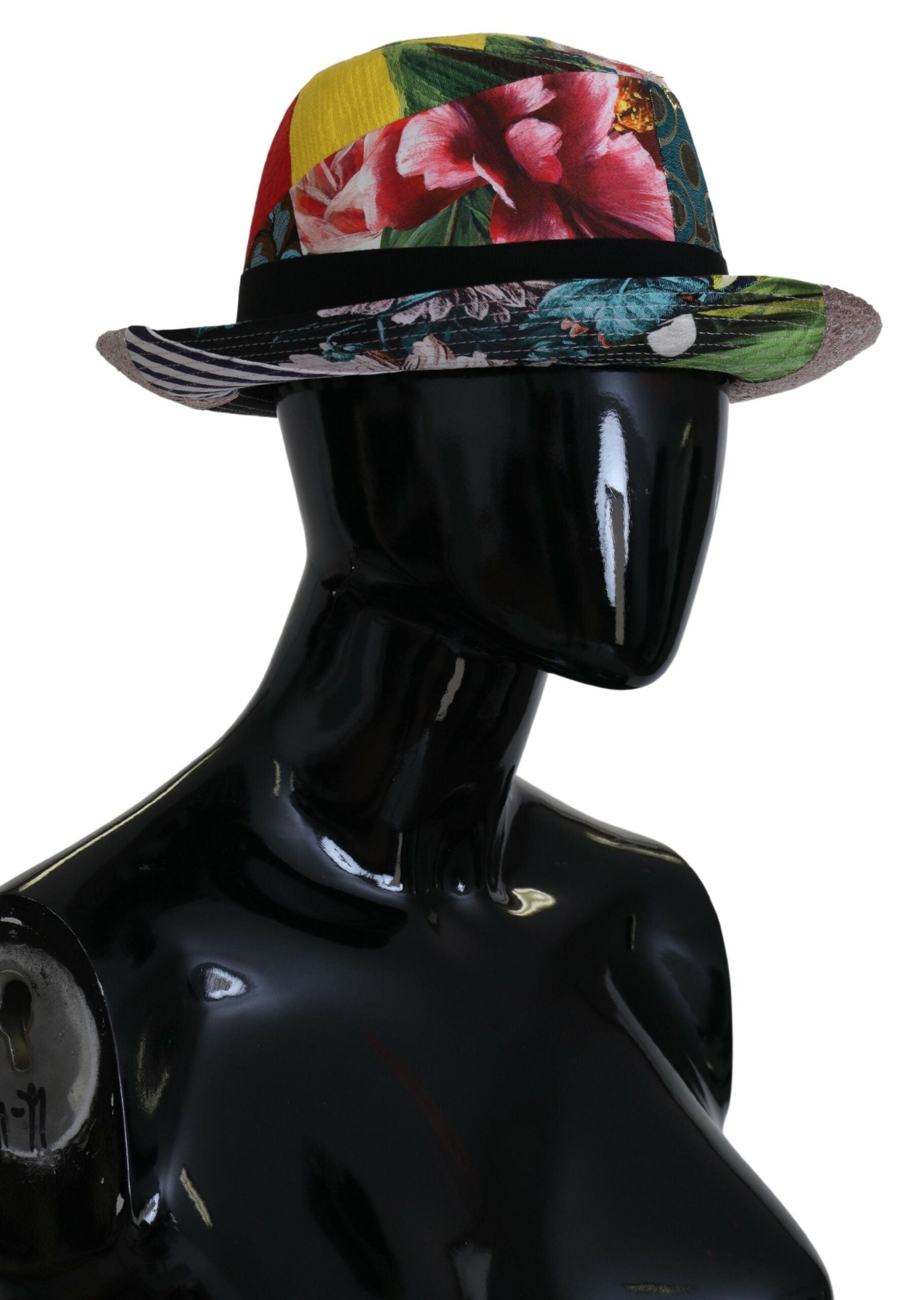 Multicolor Patchwork Women Fedora Wide Brim Hat Dolce & Gabbana