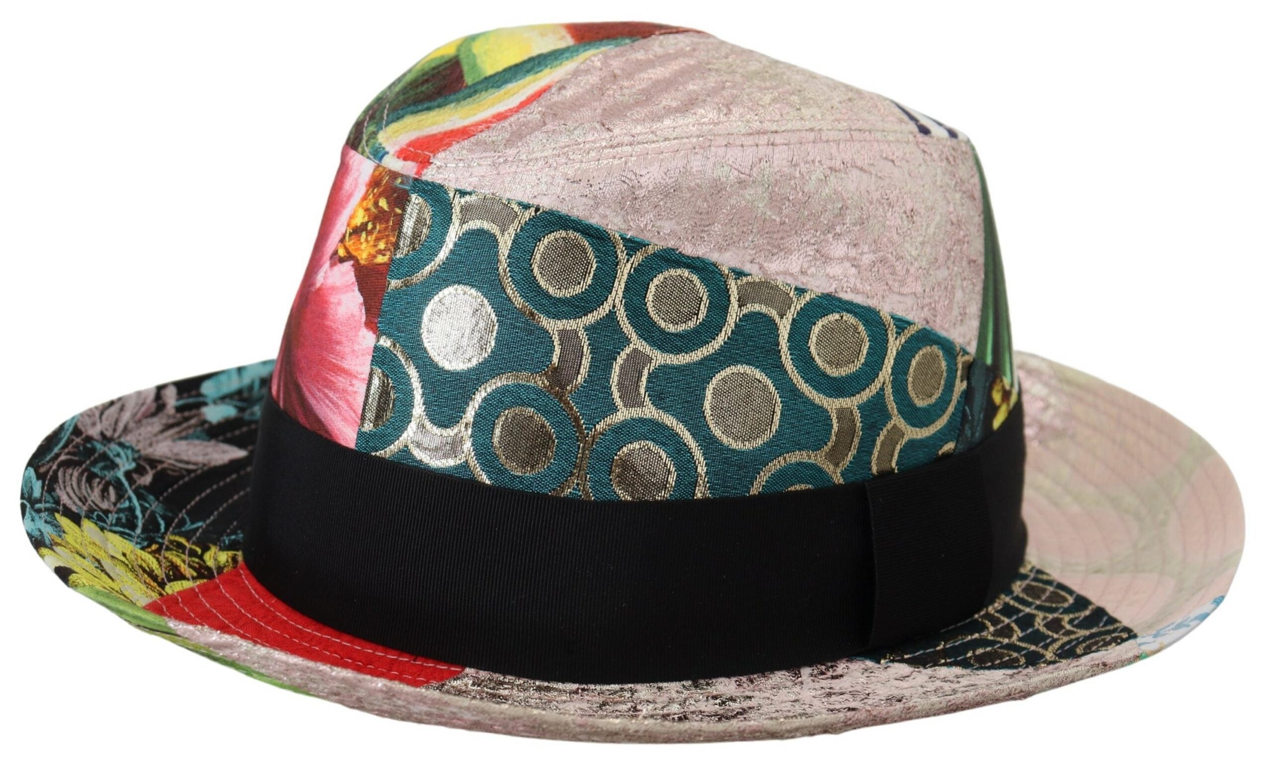 Multicolor Patchwork Women Fedora Wide Brim Hat Dolce & Gabbana