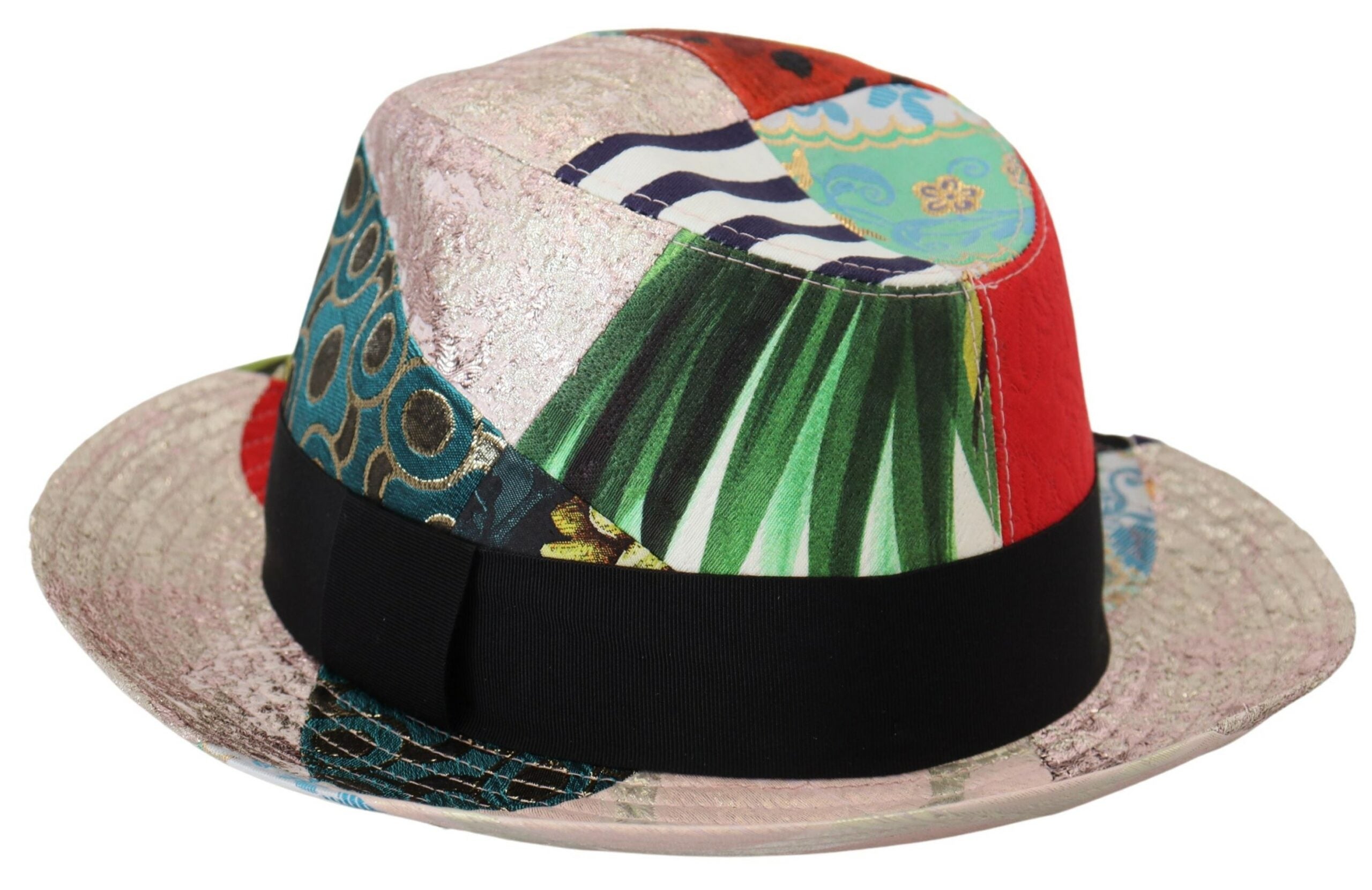 Multicolor Patchwork Women Fedora Wide Brim Hat Dolce & Gabbana