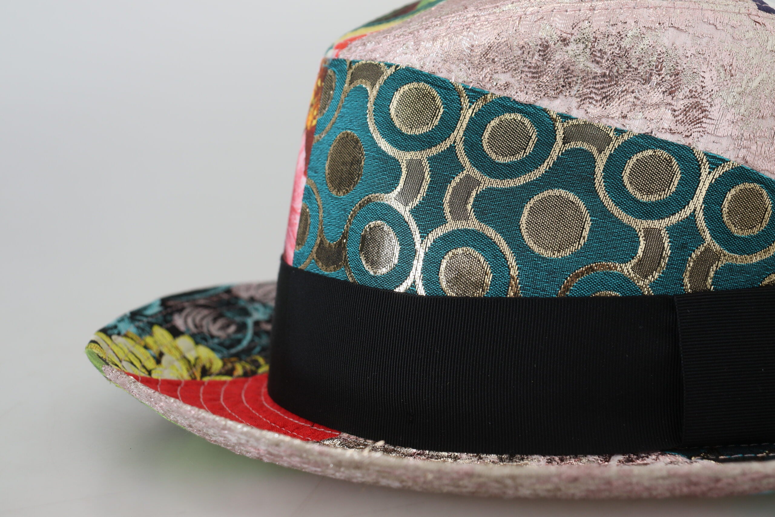 Multicolor Patchwork Women Fedora Wide Brim Hat Dolce & Gabbana