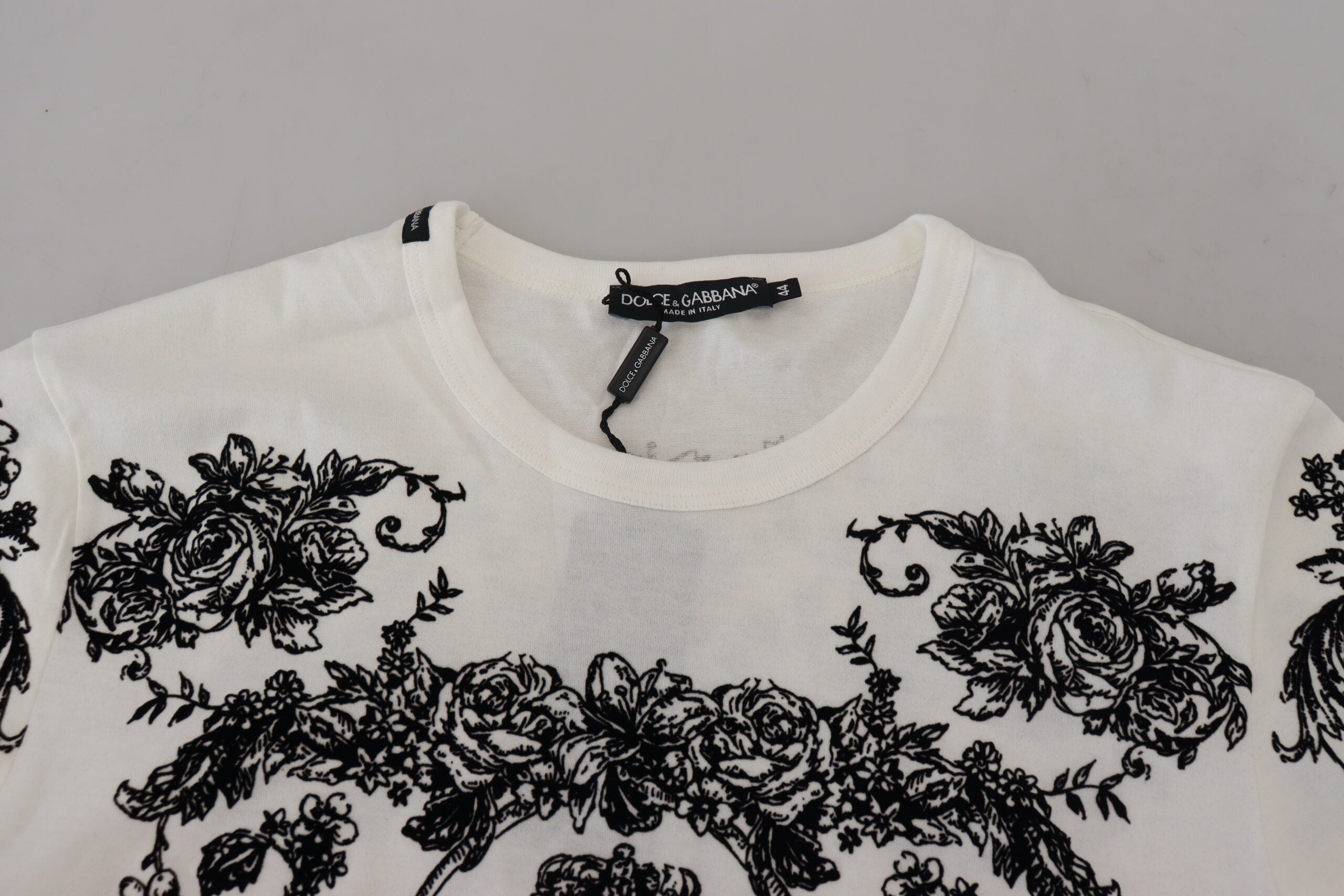 White DG Crown Floral Crewneck Men T-shirt Dolce & Gabbana