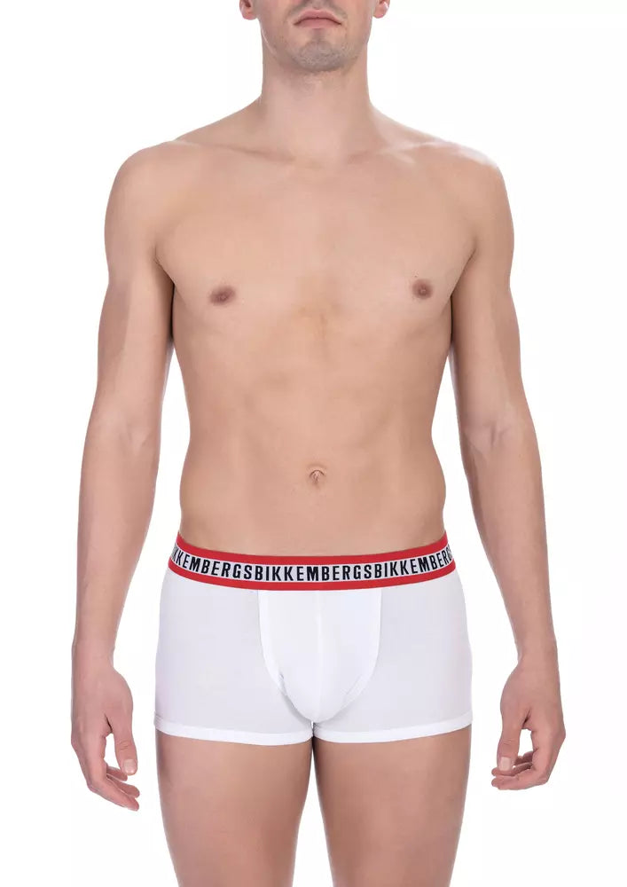 White Cotton Men's Underwear Trunk Pack Bikkembergs