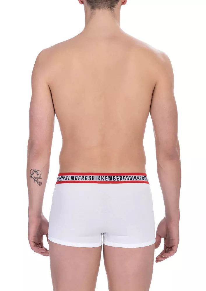 White Cotton Men's Underwear Trunk Pack Bikkembergs
