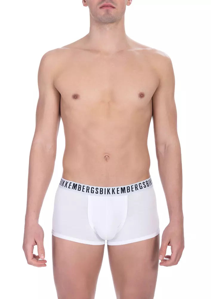 White Cotton Men Underwear Trunk Duo Bikkembergs