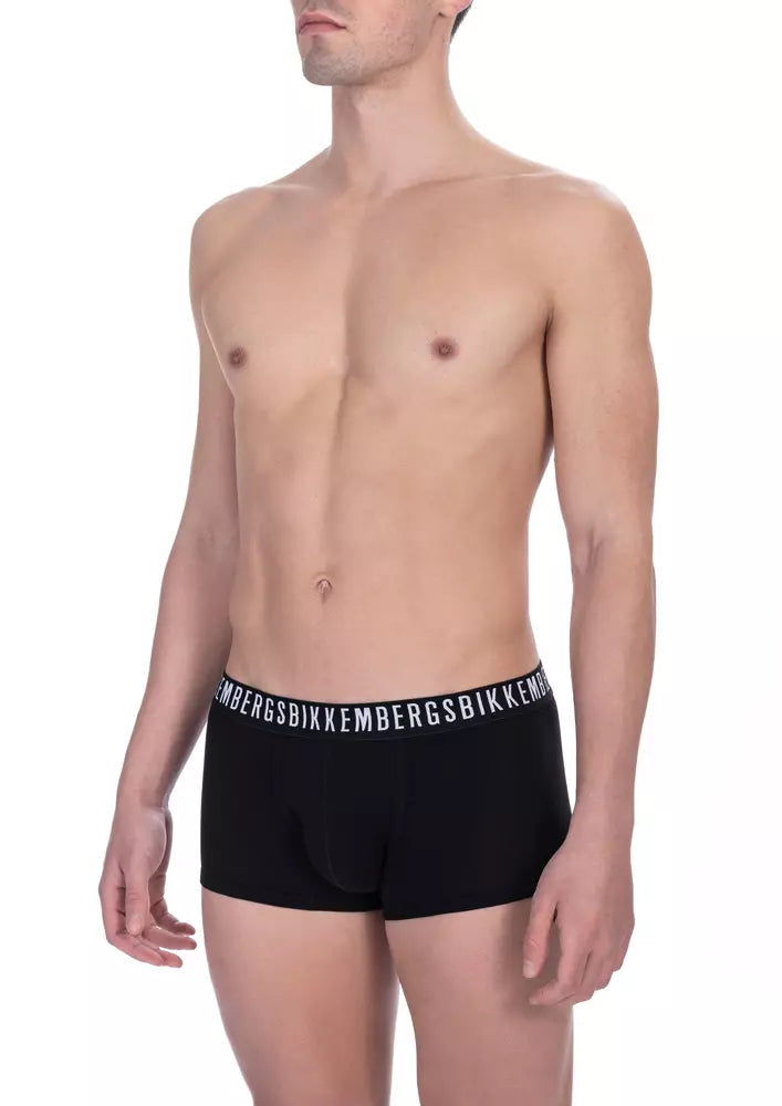 Black Cotton Men's Underwear Trunk Twin Pack Bikkembergs