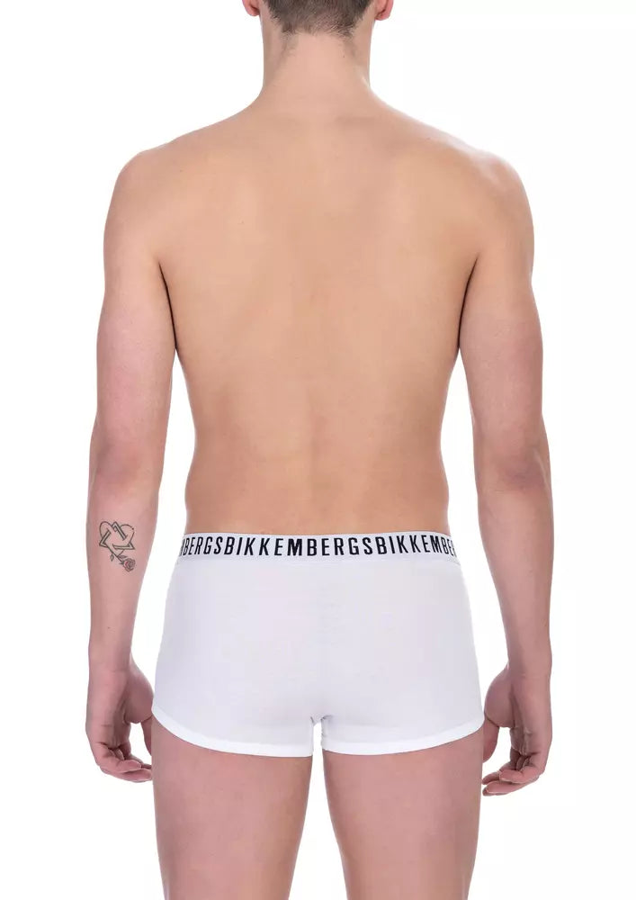 White Cotton Men Underwear Trunk Duo Bikkembergs