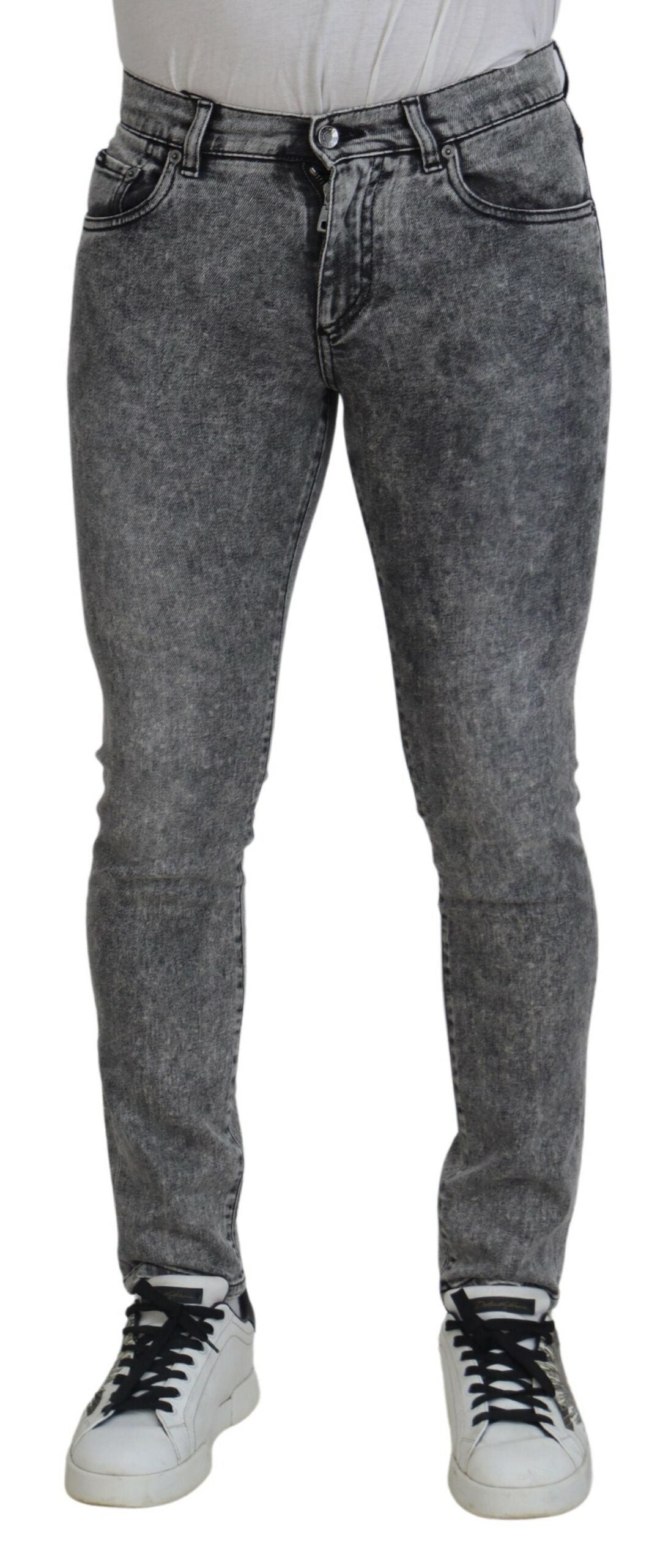 Grey Washed Cotton Slim Fit Men Denim Jeans Dolce & Gabbana