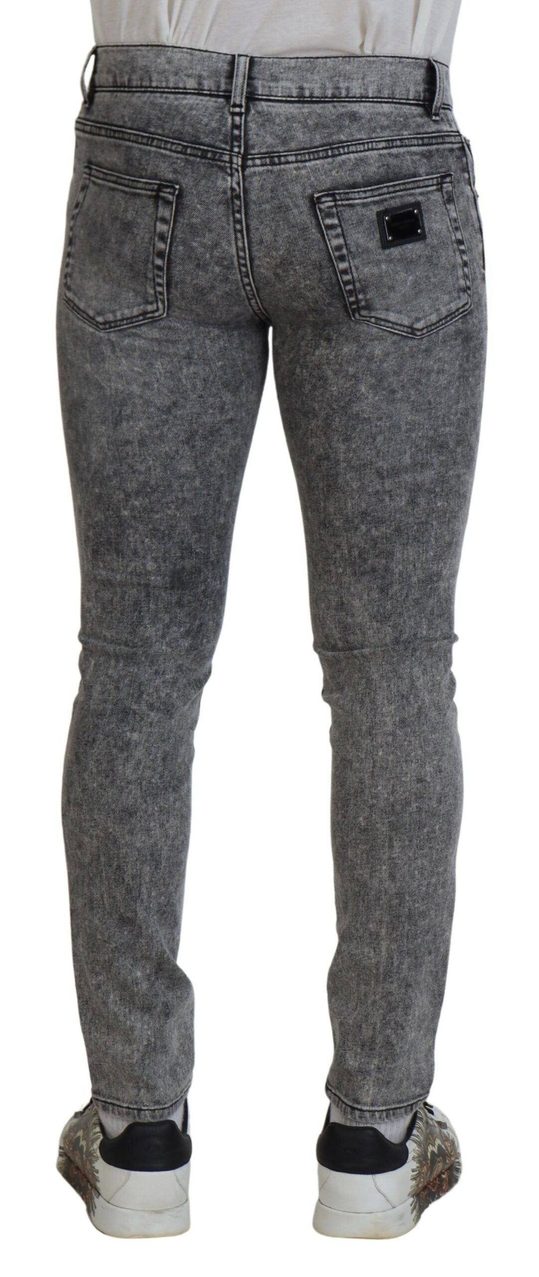 Grey Washed Cotton Slim Fit Men Denim Jeans Dolce & Gabbana