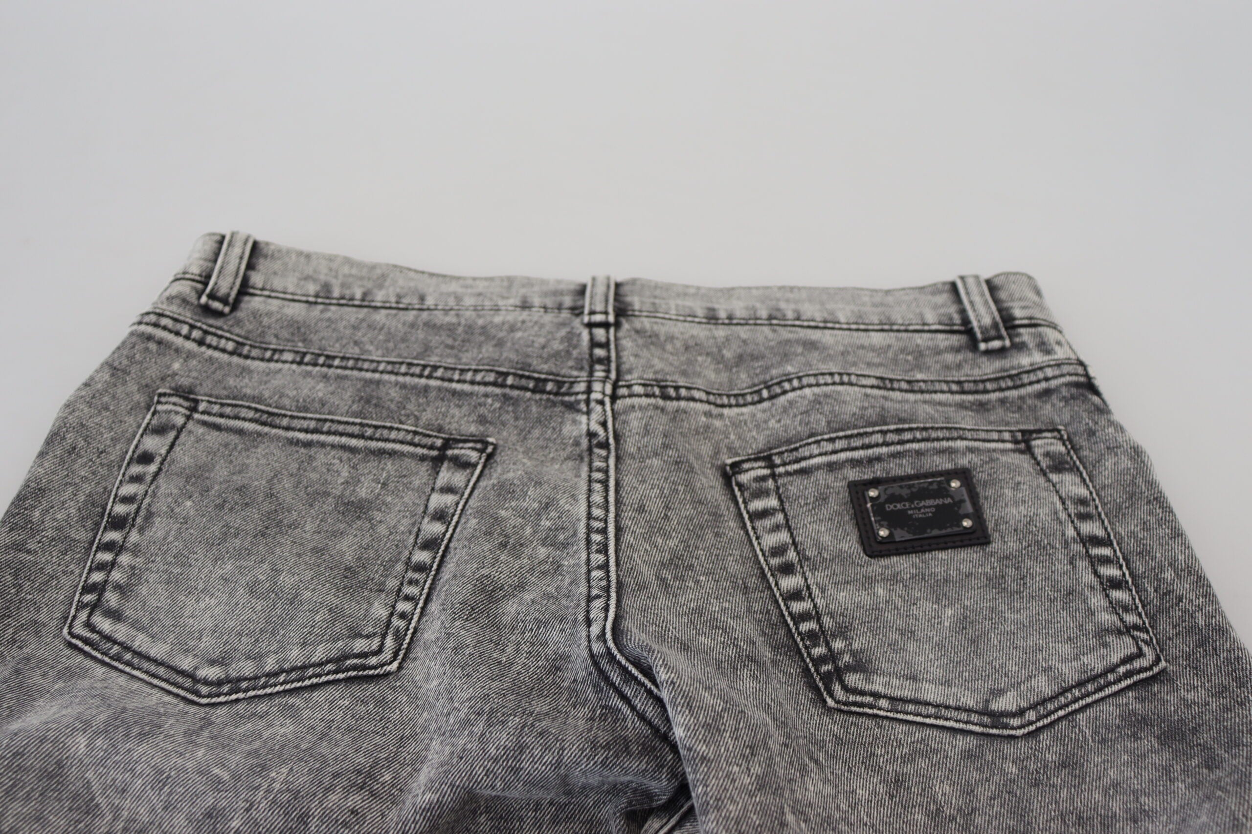 Grey Washed Cotton Slim Fit Men Denim Jeans Dolce & Gabbana