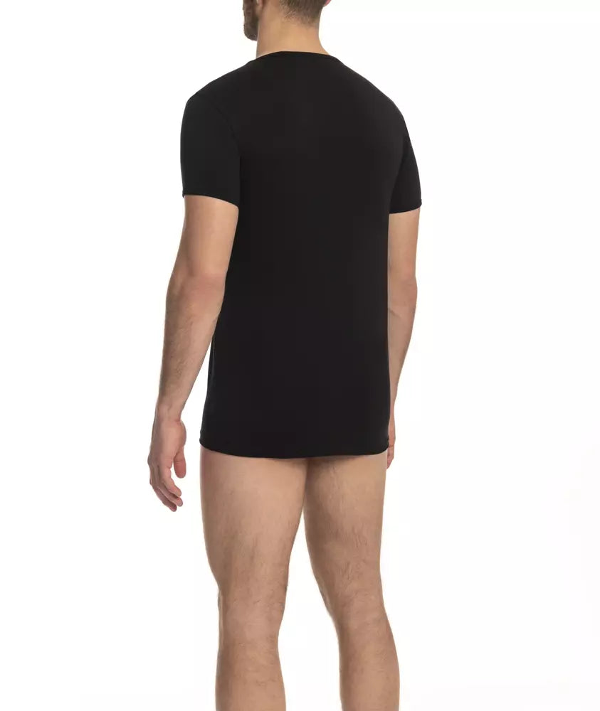 Black Cotton Men's T-Shirt Cavalli Class
