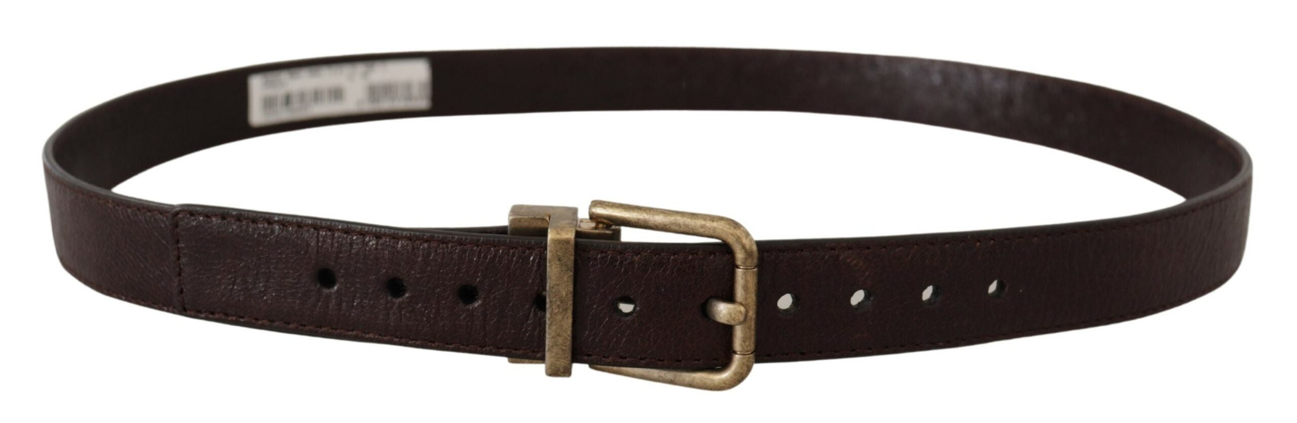 Brown Calf Leather Vintage Logo Metal Buckle Belt Dolce & Gabbana