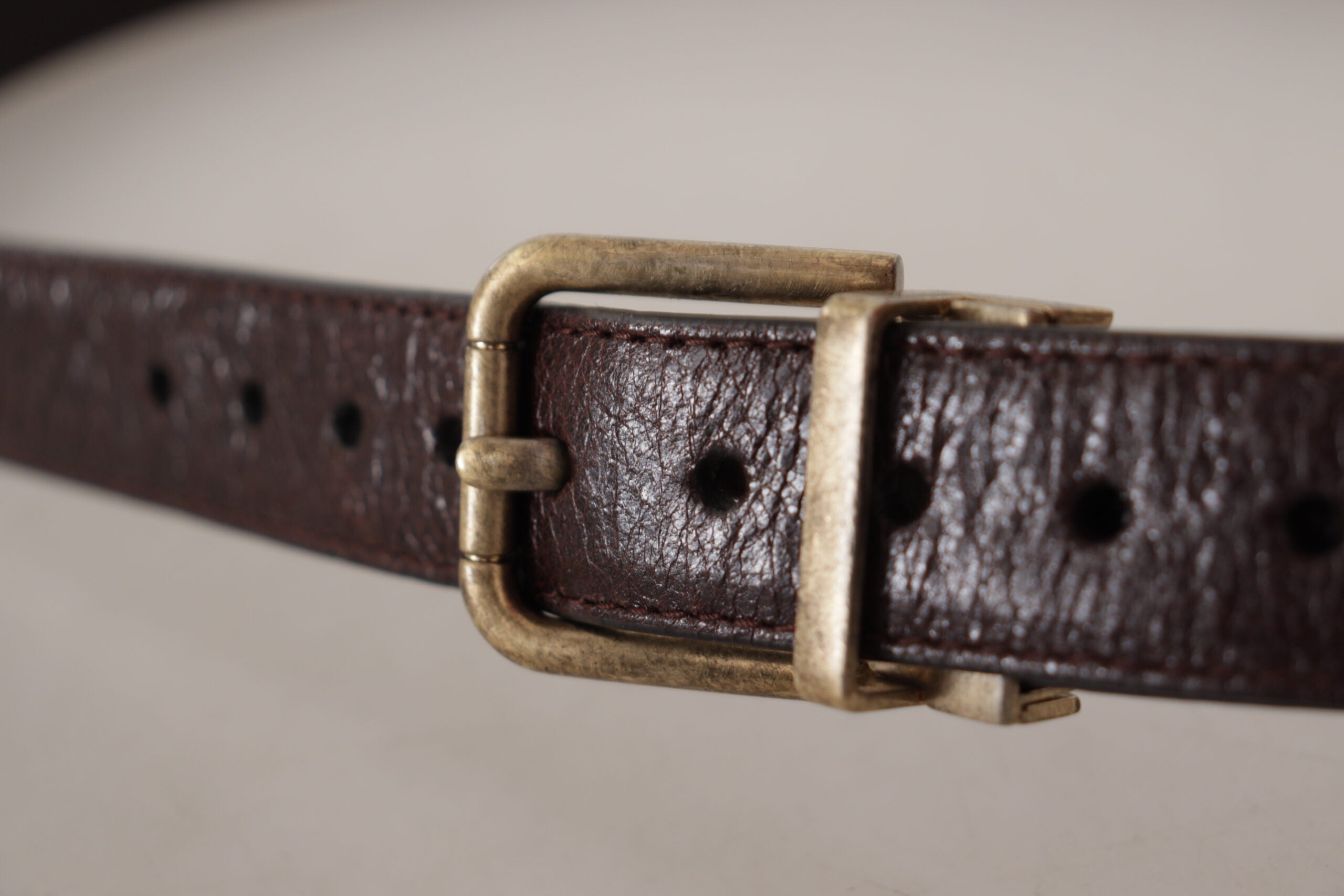 Brown Calf Leather Vintage Logo Metal Buckle Belt Dolce & Gabbana