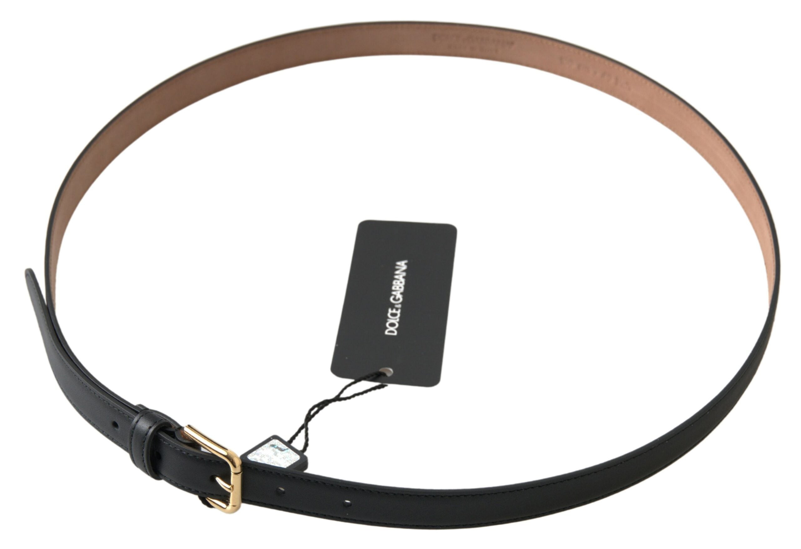 Black Leather Gold Tone Metal Buckle Belt Dolce & Gabbana