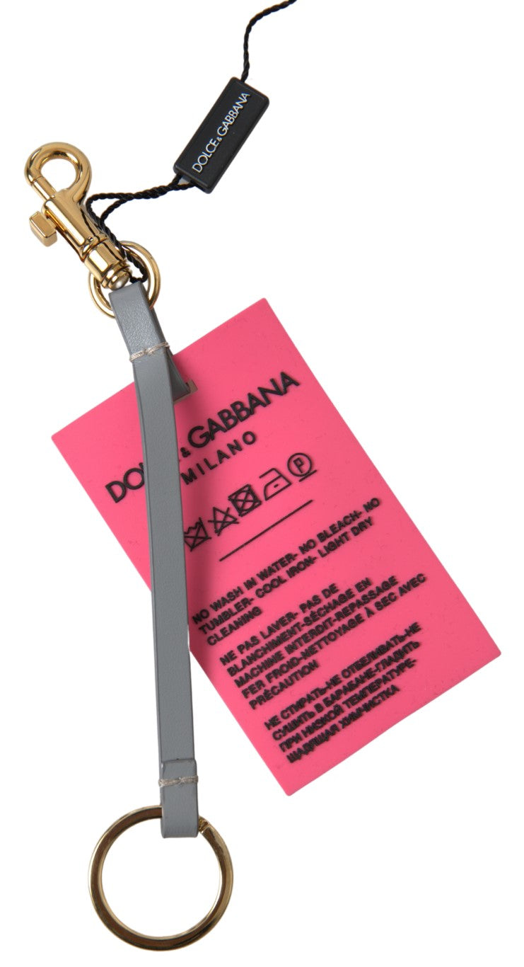 Pink Silicone DG Logo Gold Brass Keyring Women Keychain Dolce & Gabbana