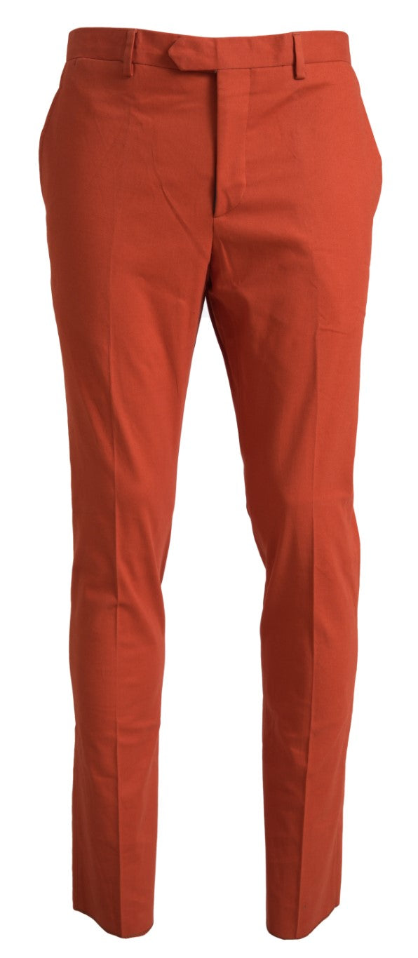 Orange Straight Fit Men Formal Trousers Pants BENCIVENGA