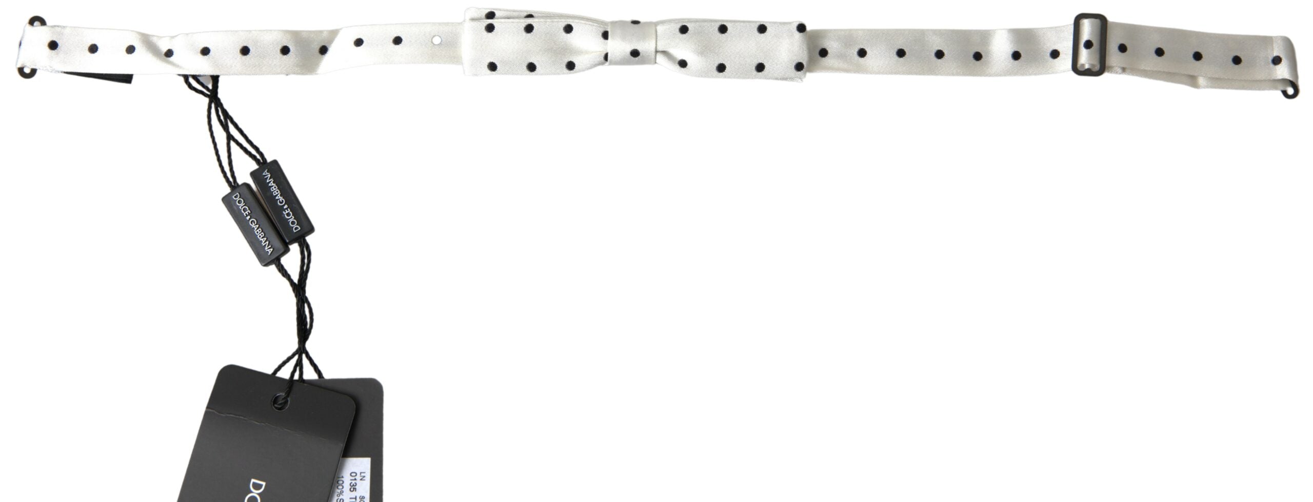 White Silk Polka Dot Adjustable Neck Men Bow Tie Dolce & Gabbana