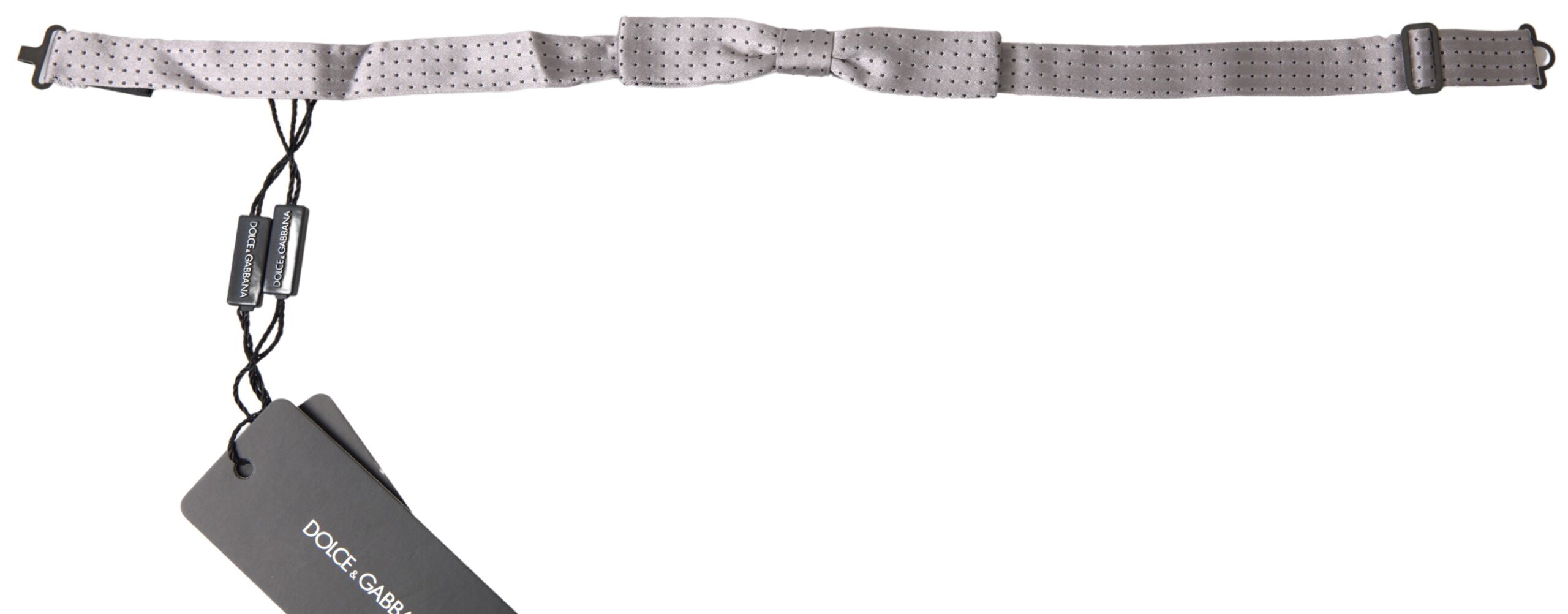 Gray Dotted Silk Adjustable Men Neck Papillon Bow Tie Dolce & Gabbana