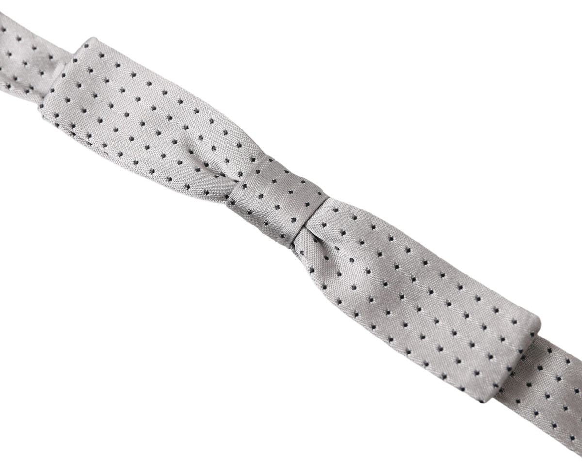 Gray Dotted Silk Adjustable Men Neck Papillon Bow Tie Dolce & Gabbana