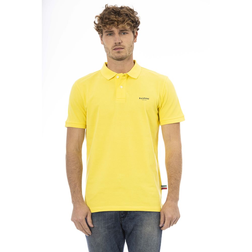 Yellow Cotton Men Polo Shirt Baldinini Trend