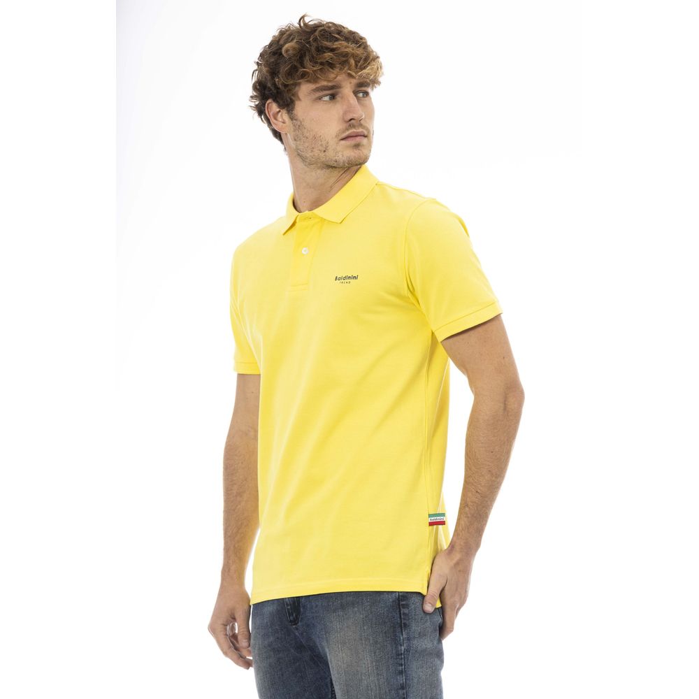 Yellow Cotton Men Polo Shirt Baldinini Trend