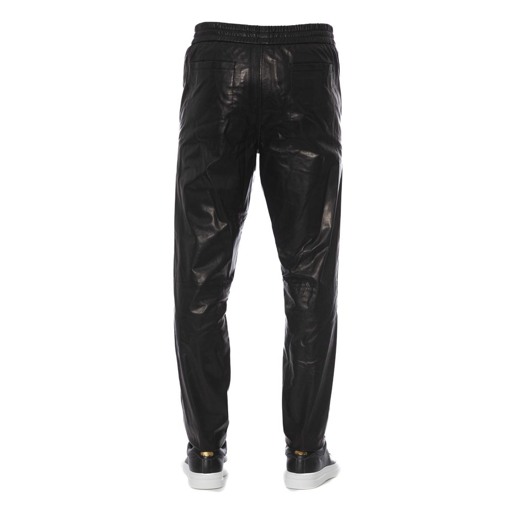 Black Lamb Leather Men Trouser Trussardi