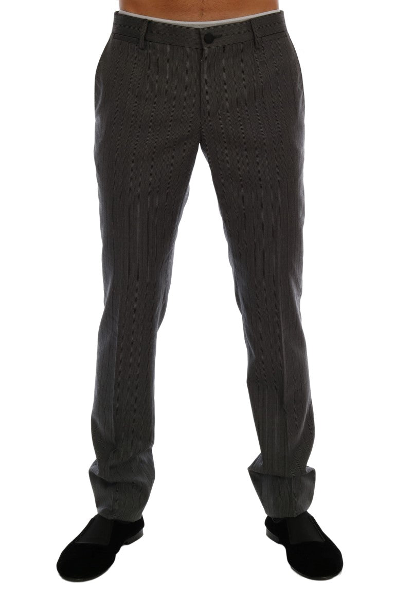 Gray Wool Striped Formal Pants Dolce & Gabbana
