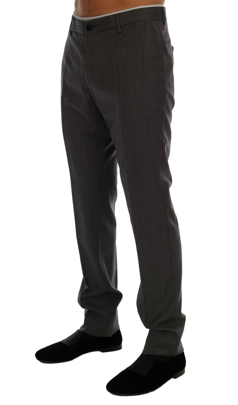 Gray Wool Striped Formal Pants Dolce & Gabbana