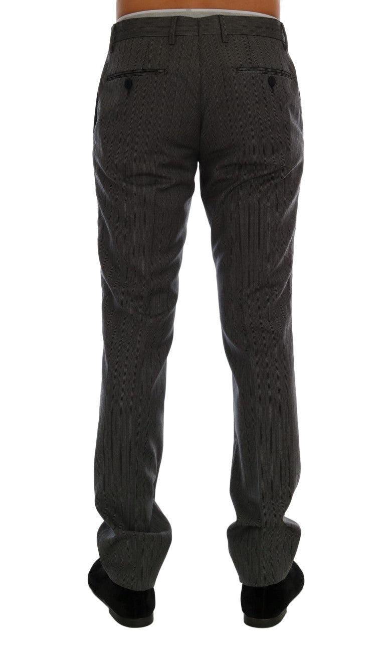 Gray Wool Striped Formal Pants Dolce & Gabbana