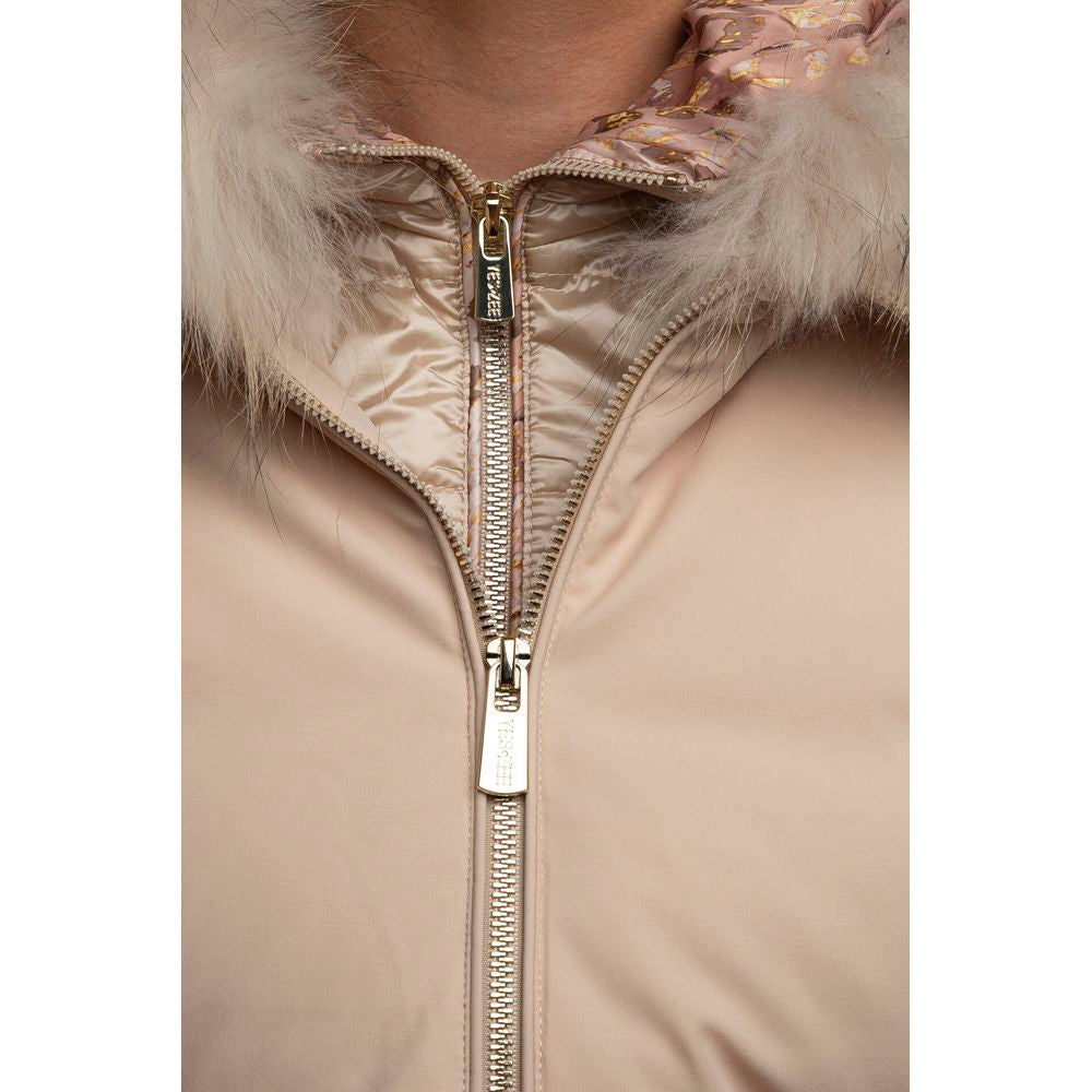 Beige Polyamide Women Jacket Yes Zee