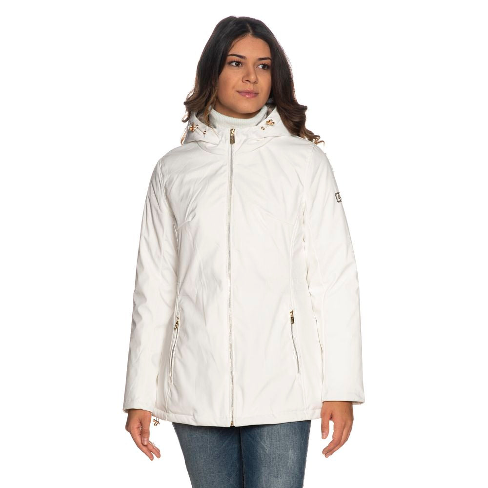 White Polyester Women Jacket Yes Zee