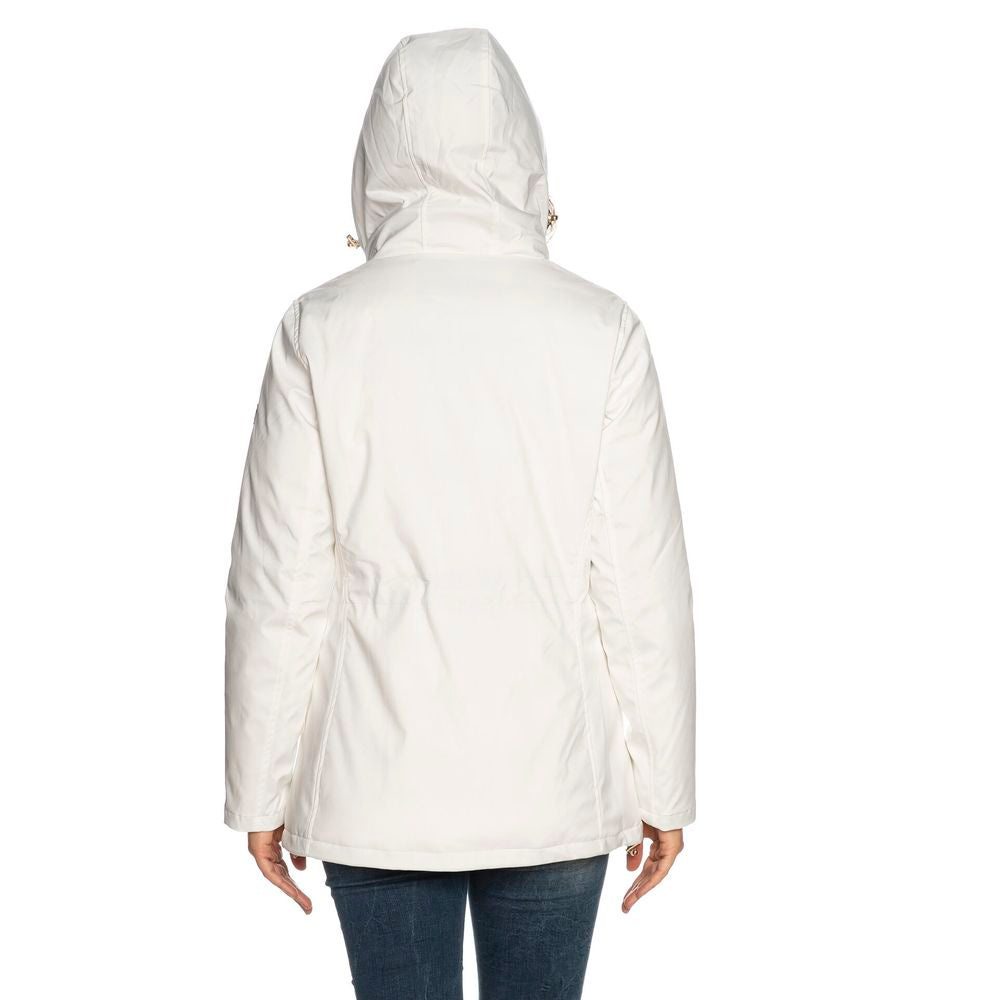 White Polyester Women Jacket Yes Zee