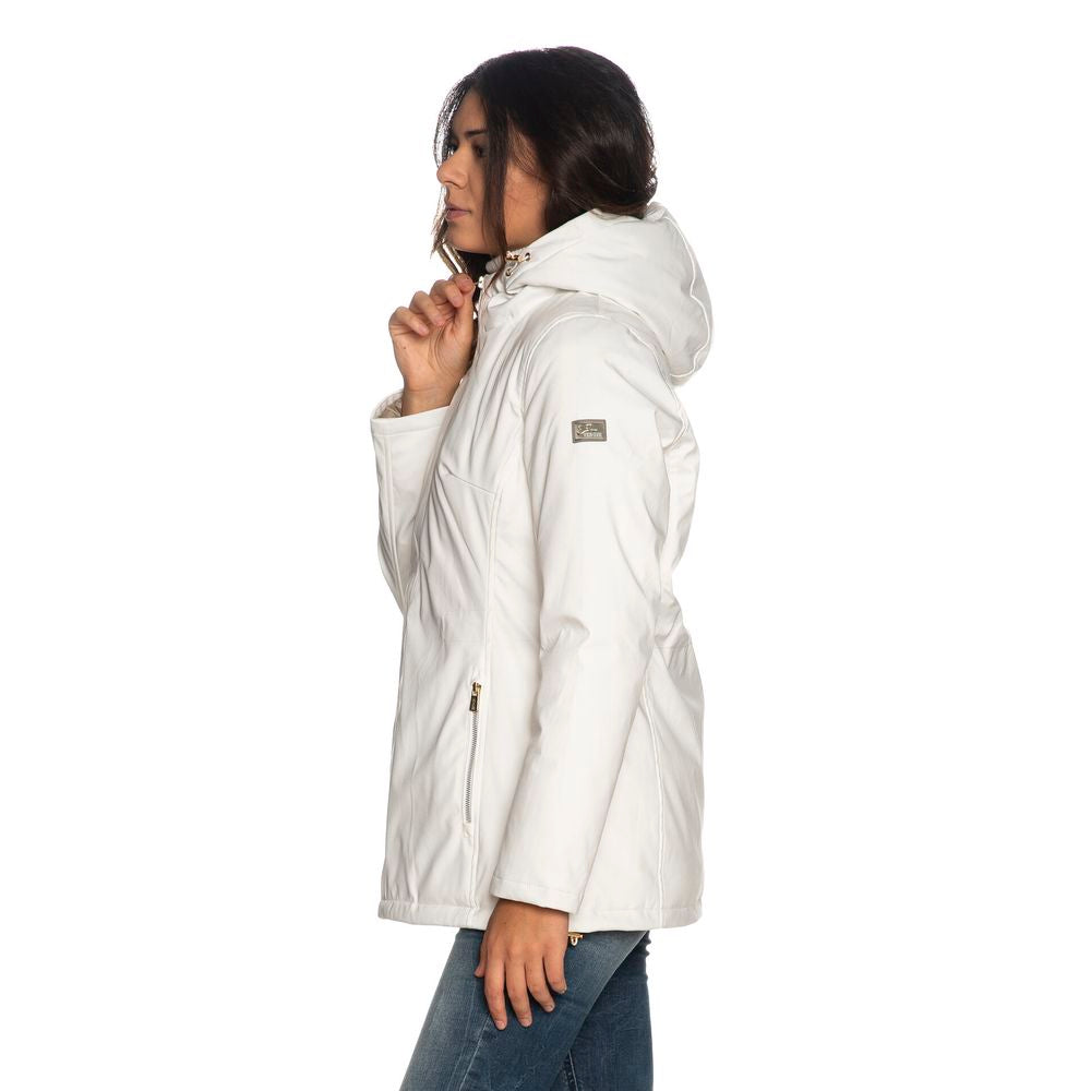 White Polyester Women Jacket Yes Zee