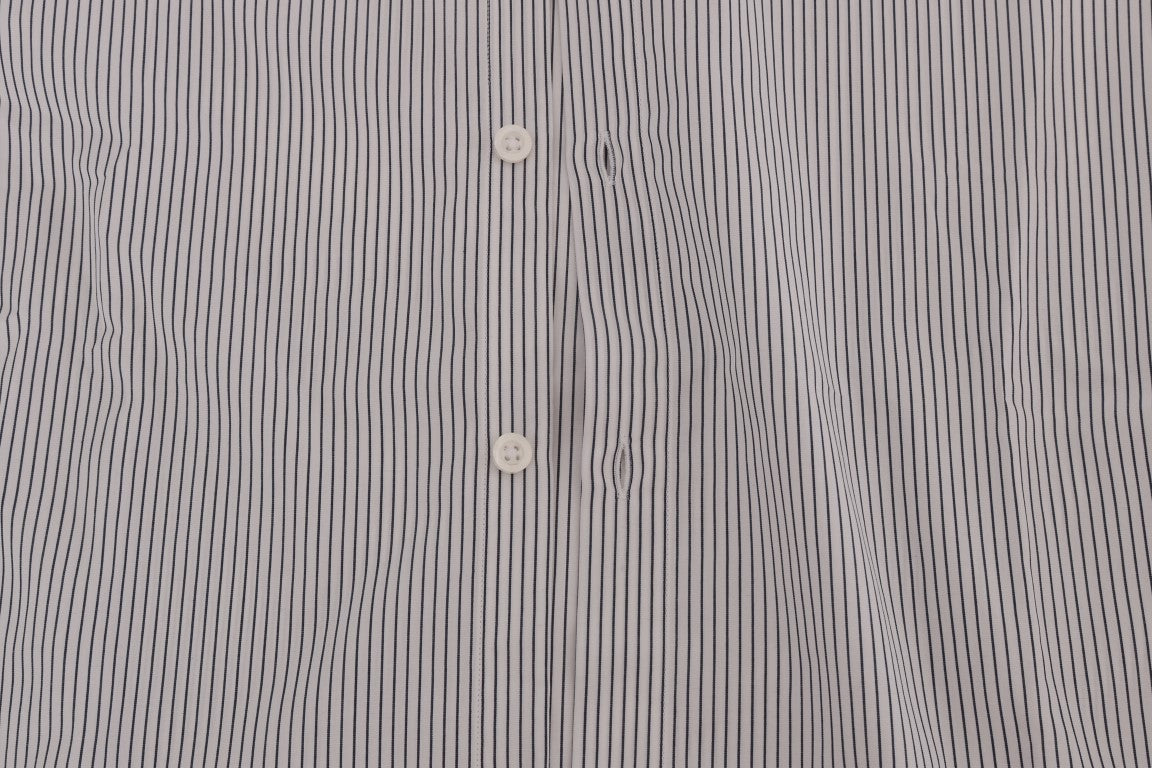 White Blue Striped Casual Cotton Regular Fit Shirt Frankie Morello