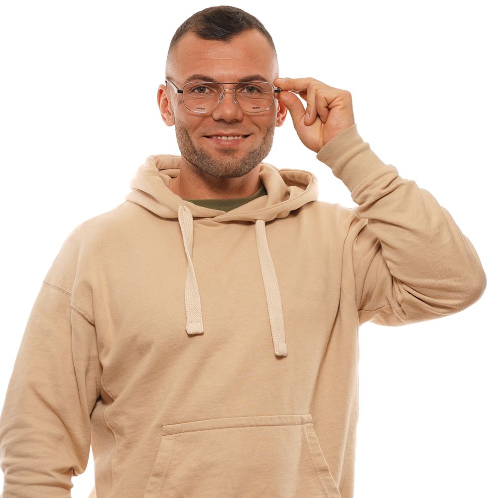 Silver Men Glasses Frame BMW