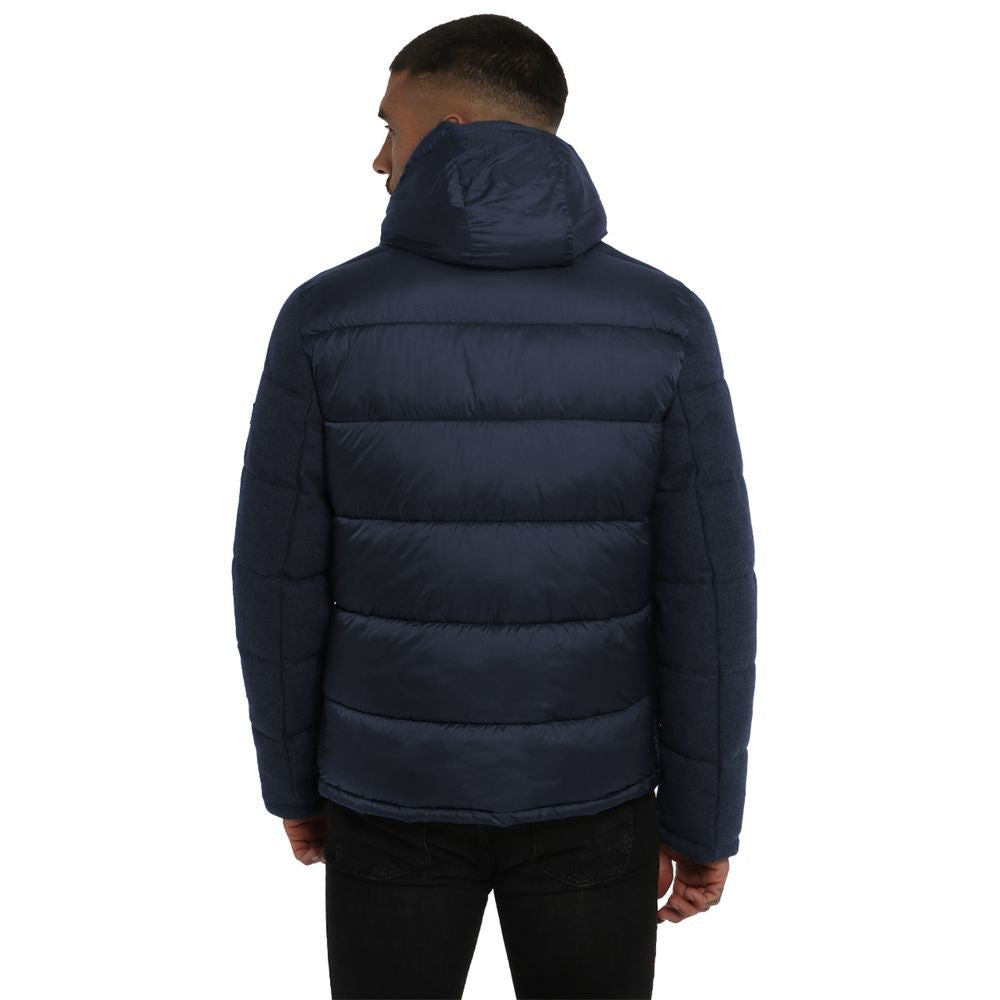 Blue Wool Men Jacket Yes Zee