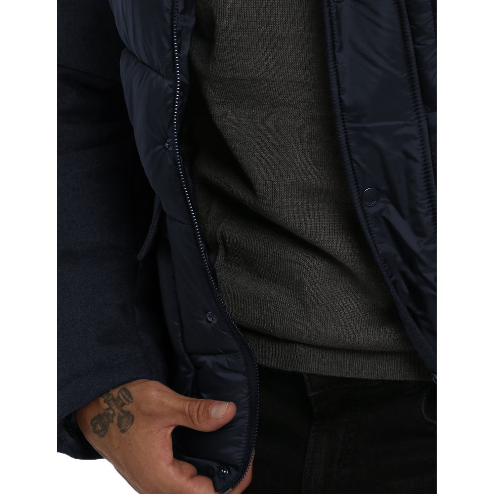 Blue Wool Men Jacket Yes Zee