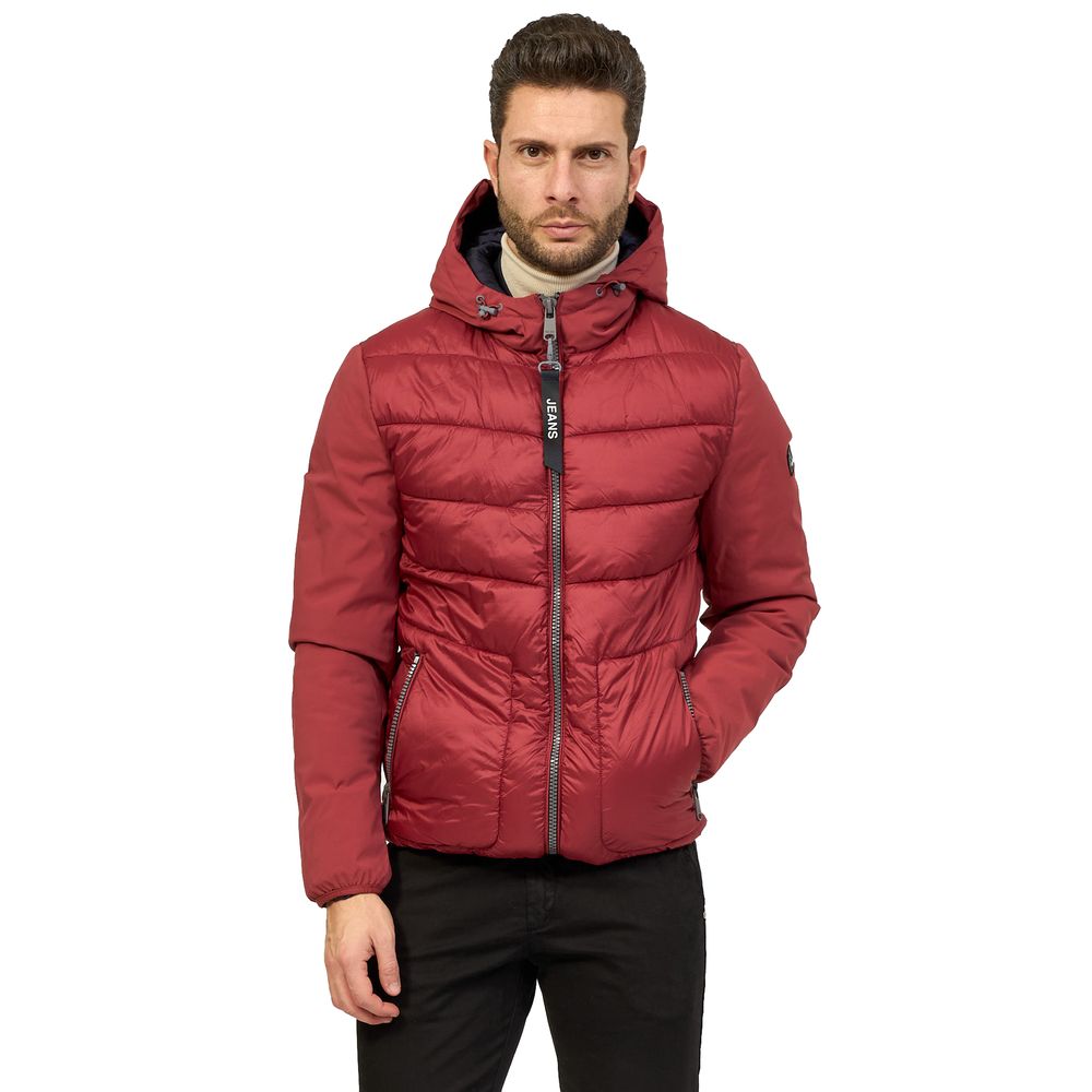 Red Nylon Men Jacket Yes Zee