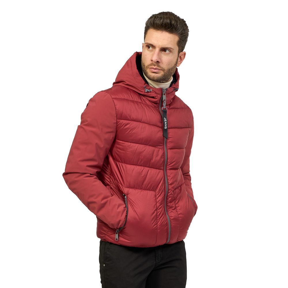 Red Nylon Men Jacket Yes Zee